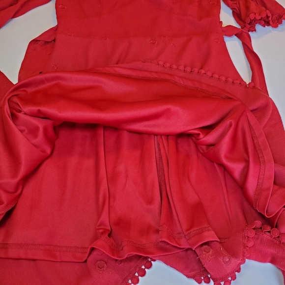 NWOT Lulus In the Meadow Backless Embroidered  Red Mini Dress Sz S - Picture 12 of 13
